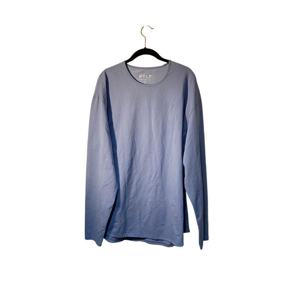 Bylt men’s drop cut blue long sleeve performance gym T-shirt, S/XXL